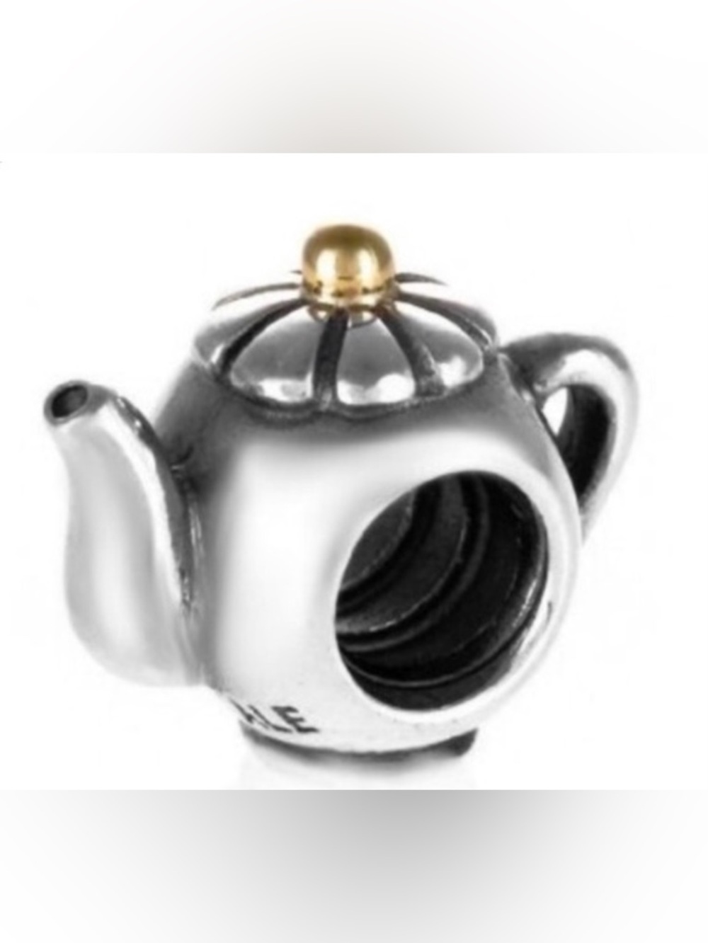 Authentic Pandora Teapot/Charm Bead 14K Gold & Silver